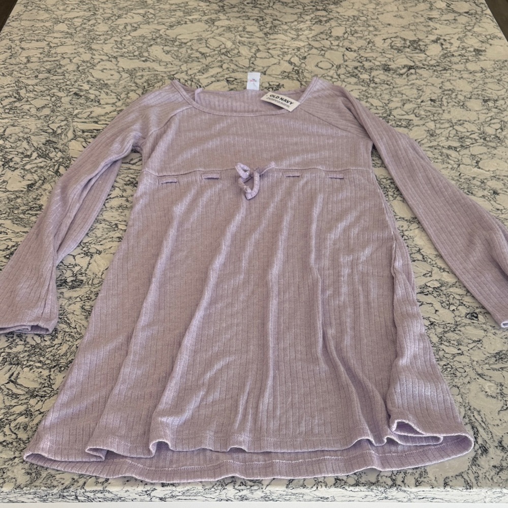 Soft Lavender Ribbed Long Sleeve Dress